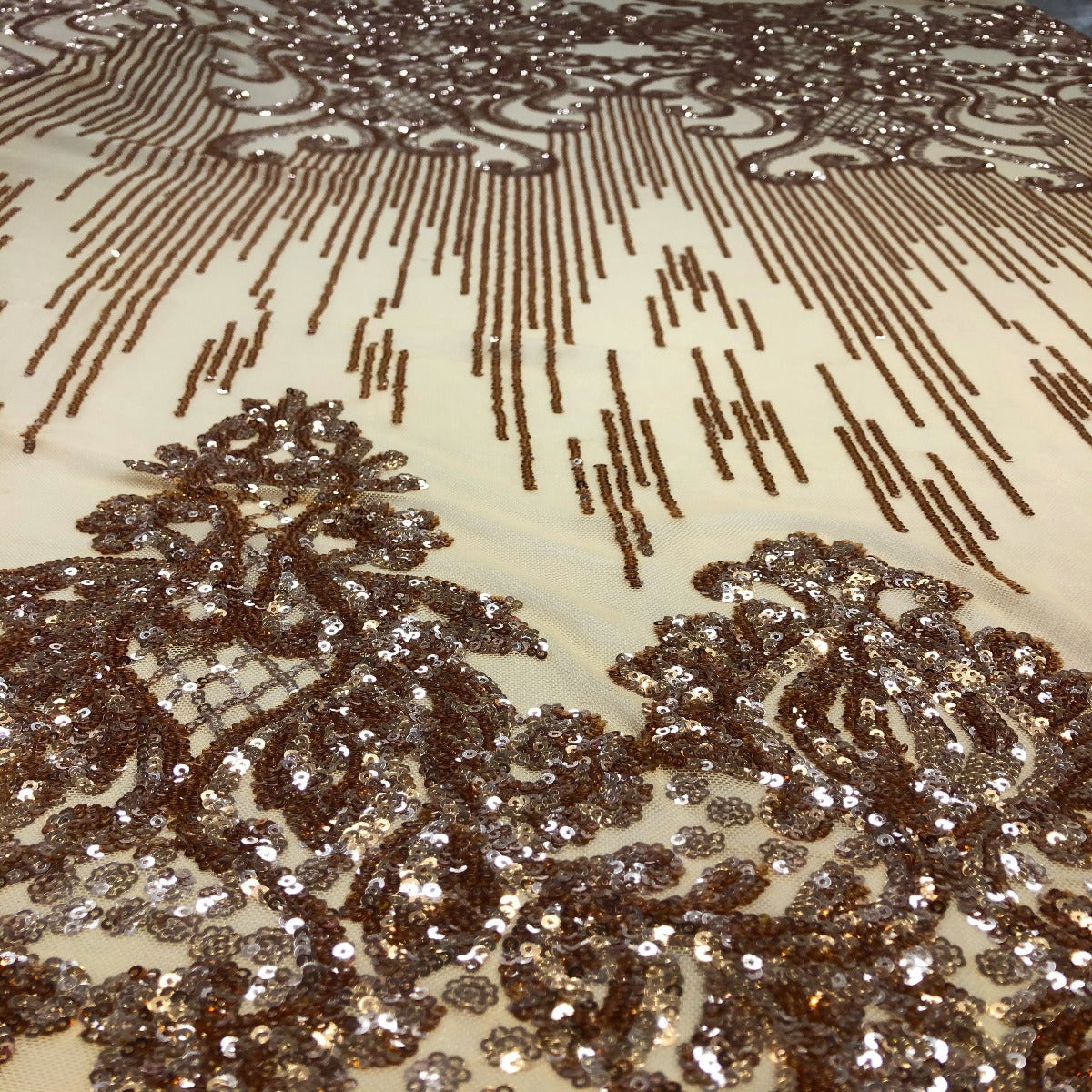 Alta Striped Damask Stretch Sequins Fabric