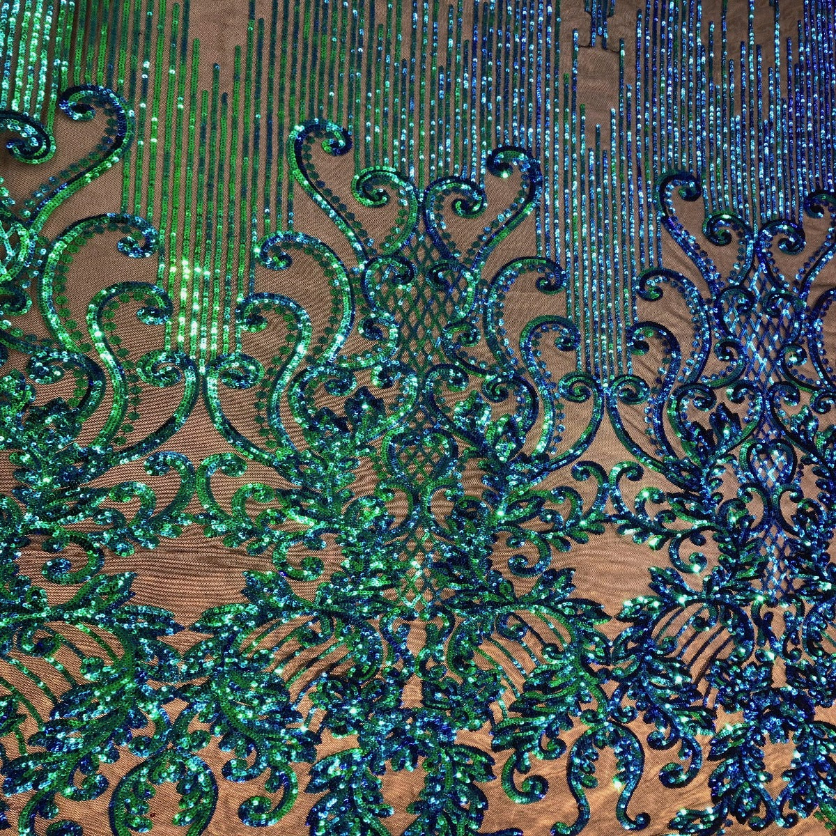 Alta Striped Damask Stretch Sequins Fabric