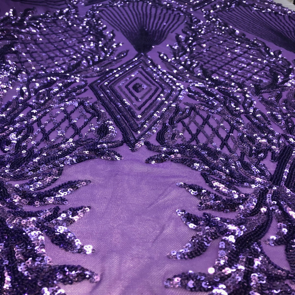 Alpica Geometric Stretch Sequins Fabric - Prismatic Fiber Arts