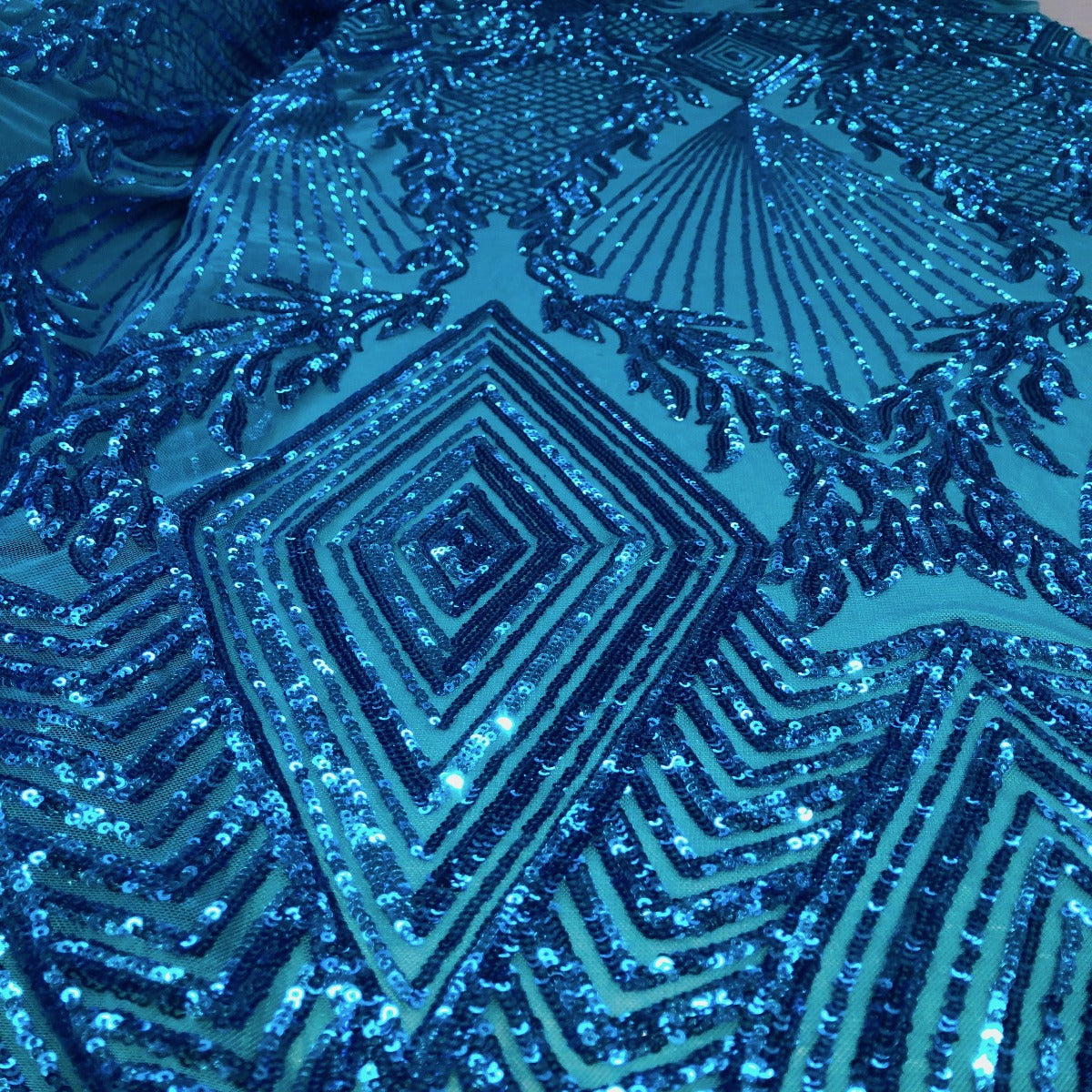 Alpica Geometric Stretch Sequins Fabric - Prismatic Fiber Arts