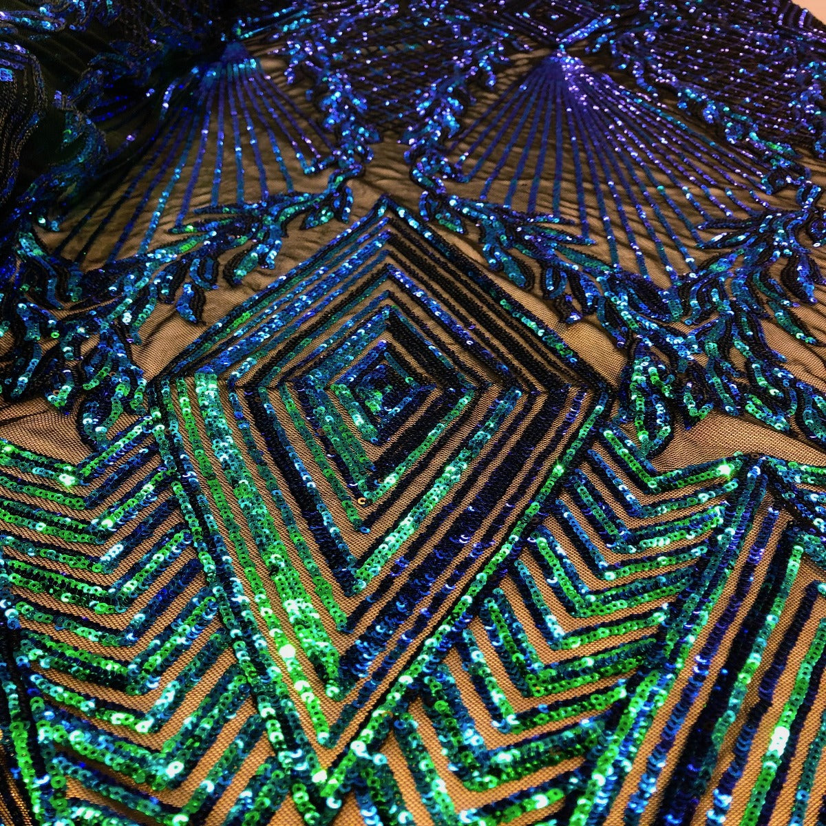 Alpica Geometric Stretch Sequins Fabric - Prismatic Fiber Arts