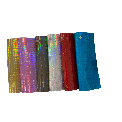 Iridescent Faux Crocodile Vinyl Fabric - Prismatic Fiber Arts