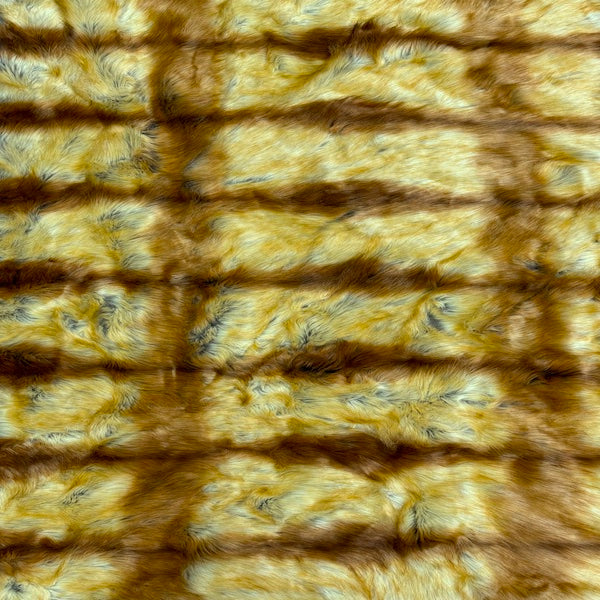 Golden Brown Foxtail Print Multicolor Faux Fur Shag Fabric - Prismatic Fiber Arts