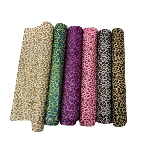 Leopard Print Glitter Canvas Vinyl Fabric - Prismatic Fiber Arts