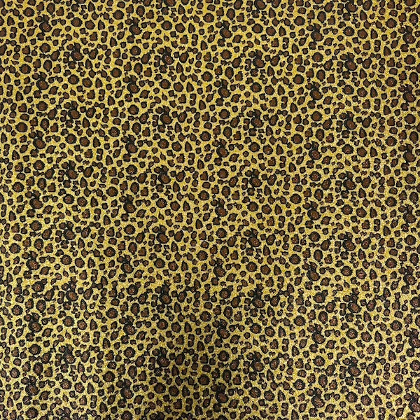 Leopard Print Glitter Canvas Vinyl Fabric - Prismatic Fiber Arts