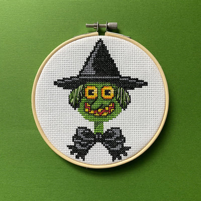 Green Witch by Mary Engelbreit Counted Cross Stitch DIY KIT - Prismatic Fiber Arts