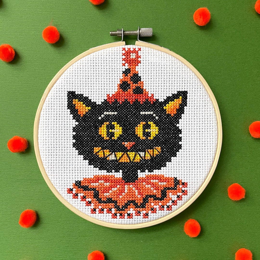 Black Cat by Mary Engelbreit Counted Cross Stitch DIY KIT - Prismatic Fiber Arts