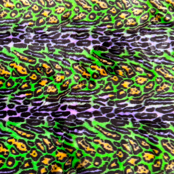 Multicolor Rainbow Leopard Print Faux Fur Fabric - Prismatic Fiber Arts