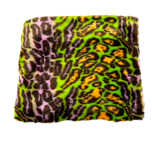 Multicolor Rainbow Leopard Print Faux Fur Fabric - Prismatic Fiber Arts