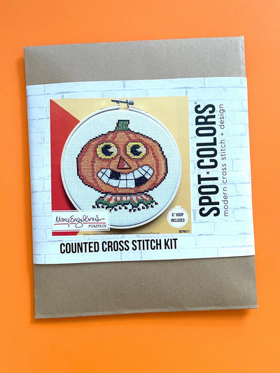 Pumpkin by Mary Engelbreit Counted Cross Stitch DIY KIT - Prismatic Fiber Arts