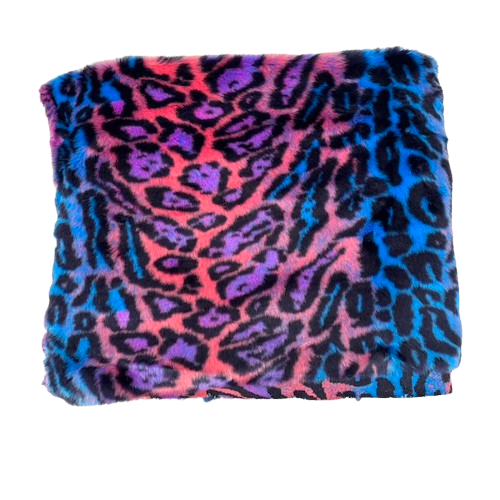 Multicolor Rainbow Leopard Print Faux Fur Fabric - Prismatic Fiber Arts
