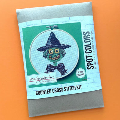 Green Witch by Mary Engelbreit Counted Cross Stitch DIY KIT - Prismatic Fiber Arts