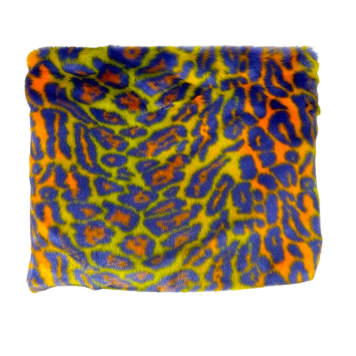 Multicolor Rainbow Leopard Print Faux Fur Fabric - Prismatic Fiber Arts
