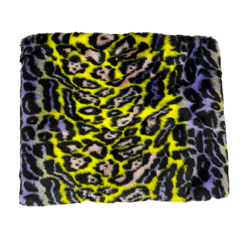 Multicolor Rainbow Leopard Print Faux Fur Fabric - Prismatic Fiber Arts
