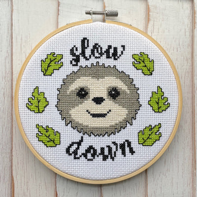 Slow Down Counted Cross Stitch DIY KIT - Prismatic Fiber Arts