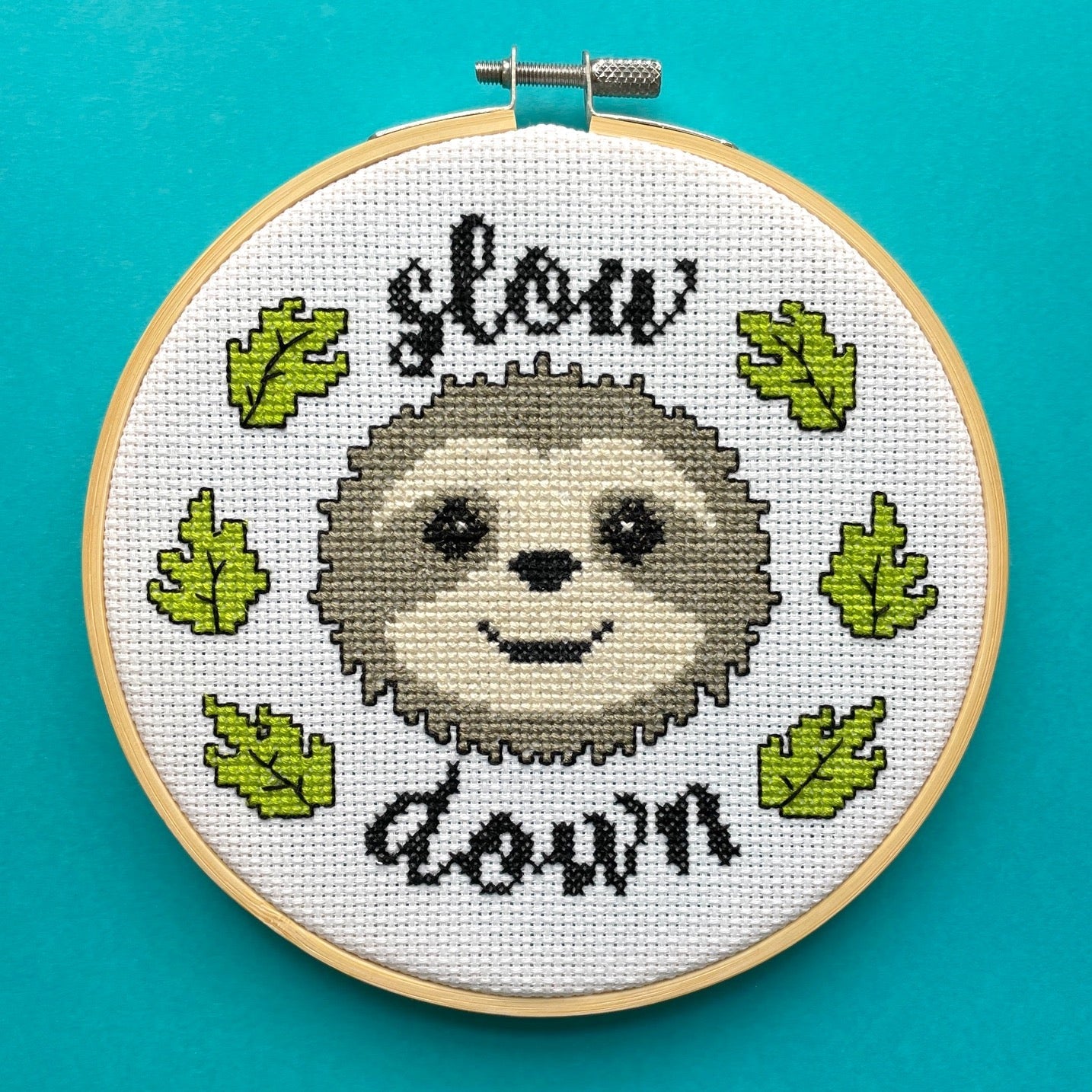 Slow Down Counted Cross Stitch DIY KIT - Prismatic Fiber Arts