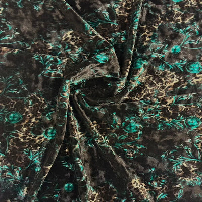 Camouflage Leopard Print Crushed Stretch Velvet Fabric - Prismatic Fiber Arts