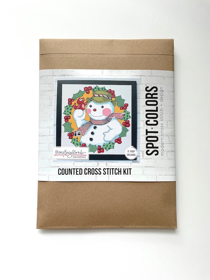 Snowman by Mary Engelbreit Counted Cross Stitch DIY KIT - Prismatic Fiber Arts