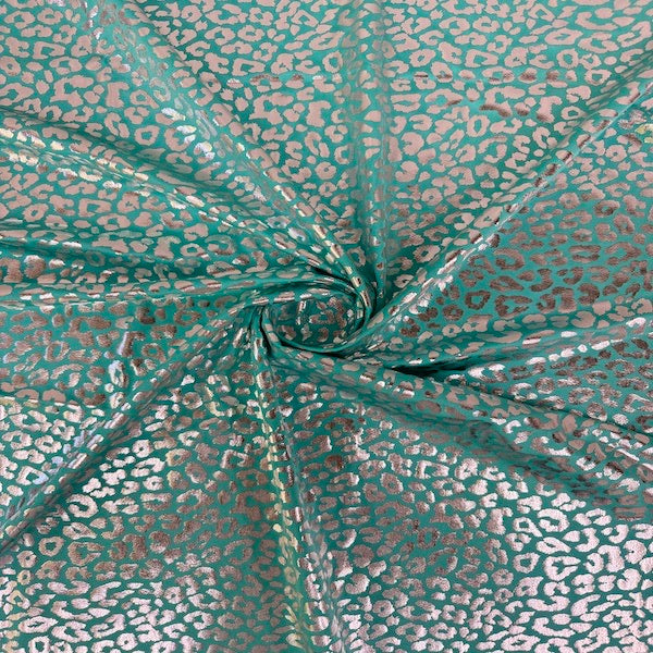 Sahara Leopard Foil Print Nylon Spandex Fabric - Prismatic Fiber Arts