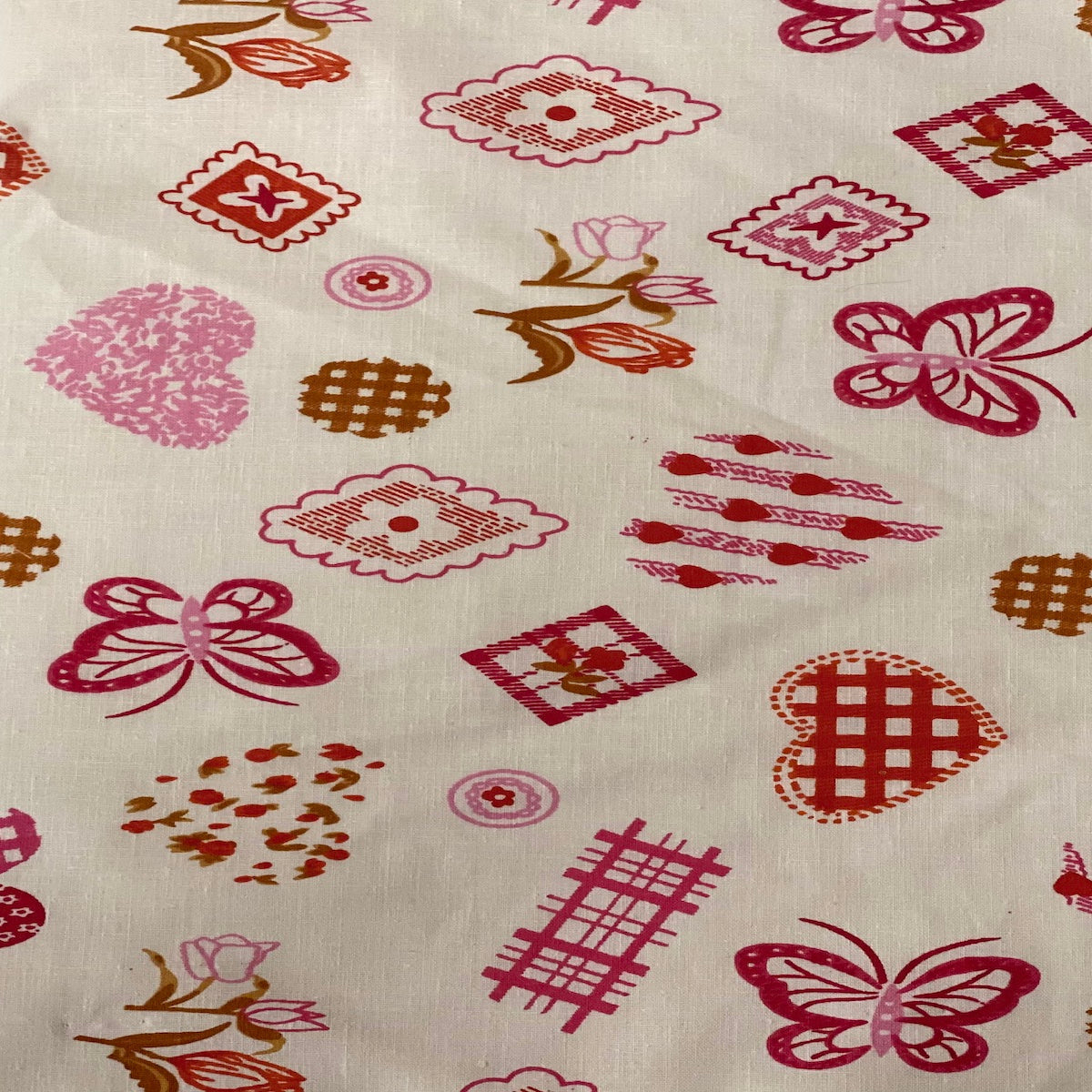 Butterfly Printed Hearts Poly Cotton Fabric - Prismatic Fiber Arts