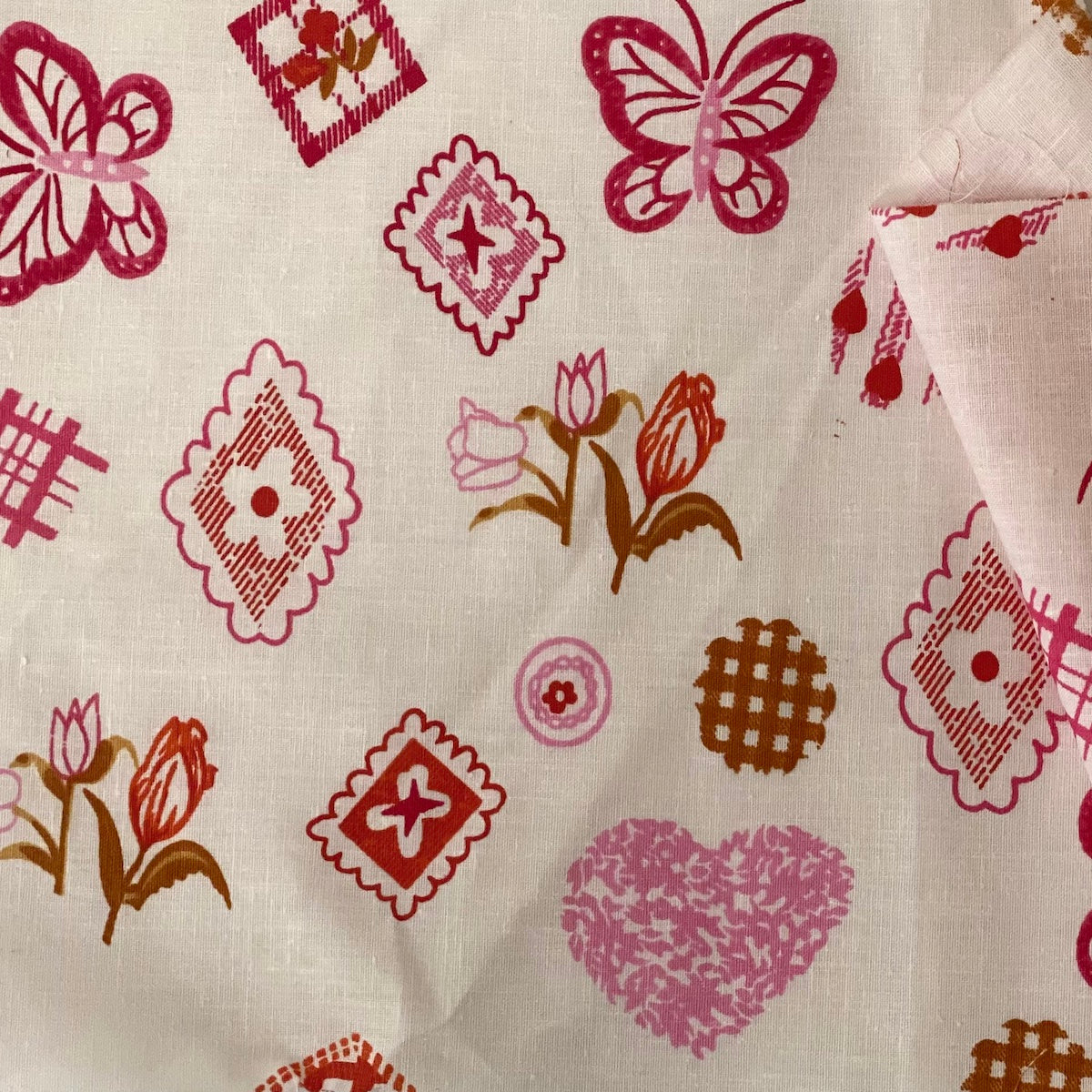 Butterfly Printed Hearts Poly Cotton Fabric - Prismatic Fiber Arts