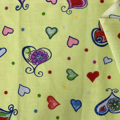 Heart Shape Polka Dot Print Poly Cotton Fabric - Prismatic Fiber Arts