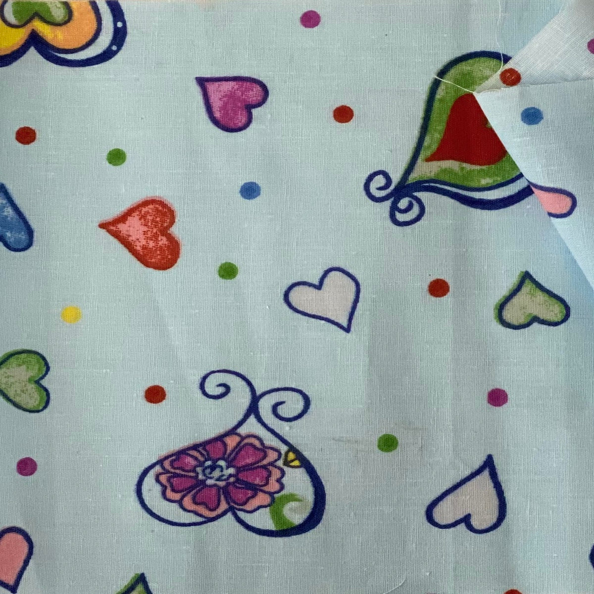 Heart Shape Polka Dot Print Poly Cotton Fabric