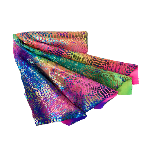 Holographic Tie Dye Taipan Snake Skin Nylon Spandex Fabric - Prismatic Fiber Arts