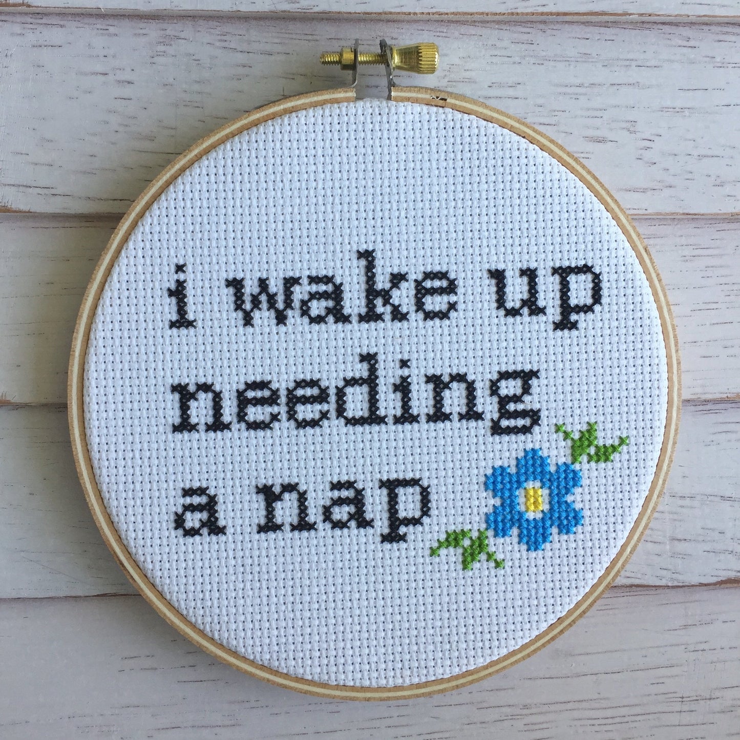 Wake Up Needing a Nap Counted Cross Stitch DIY KIT Intermediate - Prismatic Fiber Arts