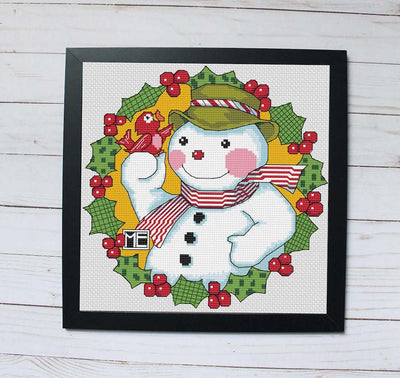 Snowman by Mary Engelbreit Counted Cross Stitch DIY KIT - Prismatic Fiber Arts