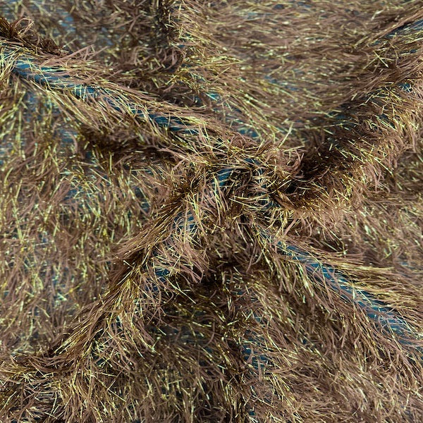 Metallic Faux Fur Tinsel Ostrich Feather Fabric - Prismatic Fiber Arts