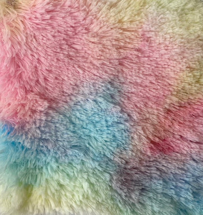 Rainbow Multi Color Dye Fuzzy Faux Fur Fabric - Prismatic Fiber Arts