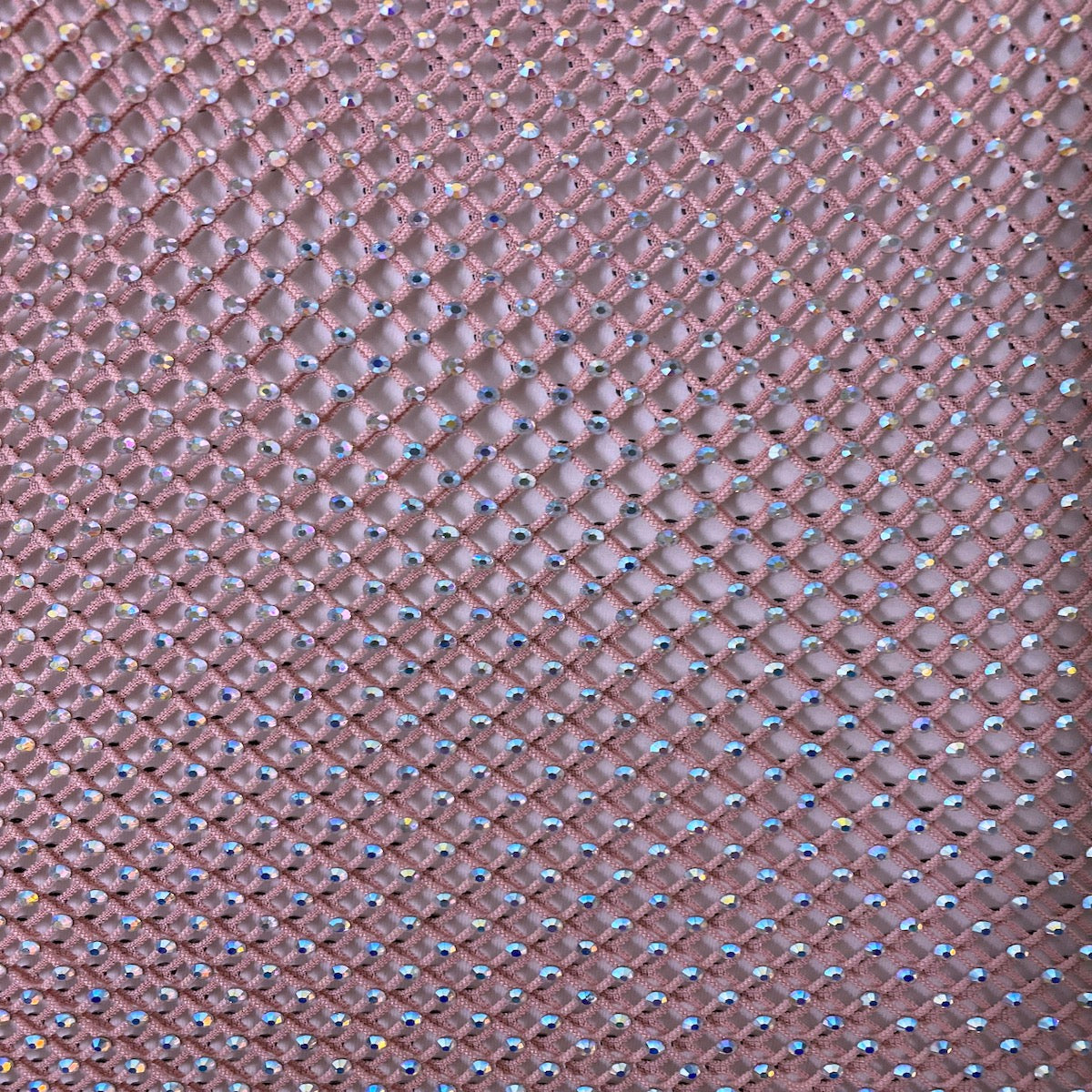 Serene Iridescent Rhinestone Fishnet Lace Fabric - Prismatic Fiber Arts