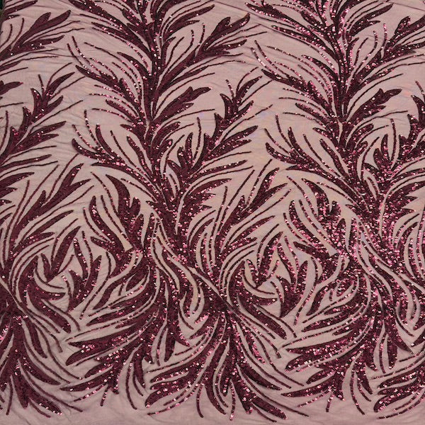 Ariba Floral Leaf Stretch Sequins Fabric - Prismatic Fiber Arts