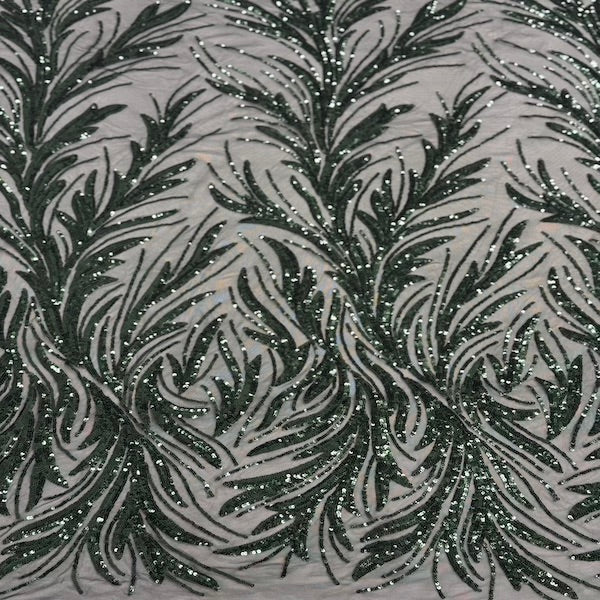Ariba Floral Leaf Stretch Sequins Fabric - Prismatic Fiber Arts