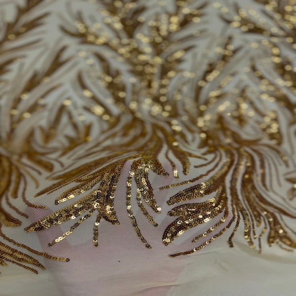 Ariba Floral Leaf Stretch Sequins Fabric - Prismatic Fiber Arts