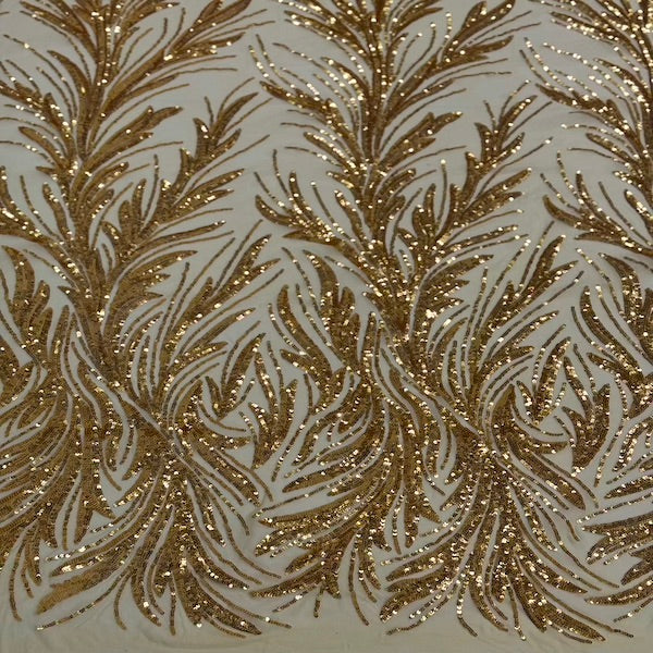 Ariba Floral Leaf Stretch Sequins Fabric - Prismatic Fiber Arts