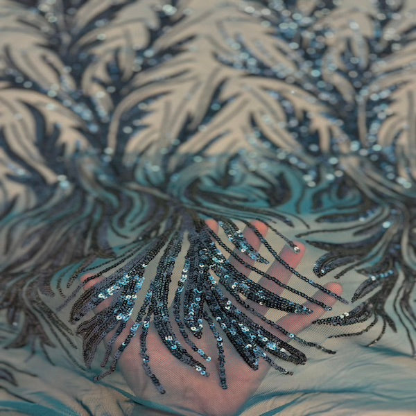 Ariba Floral Leaf Stretch Sequins Fabric - Prismatic Fiber Arts