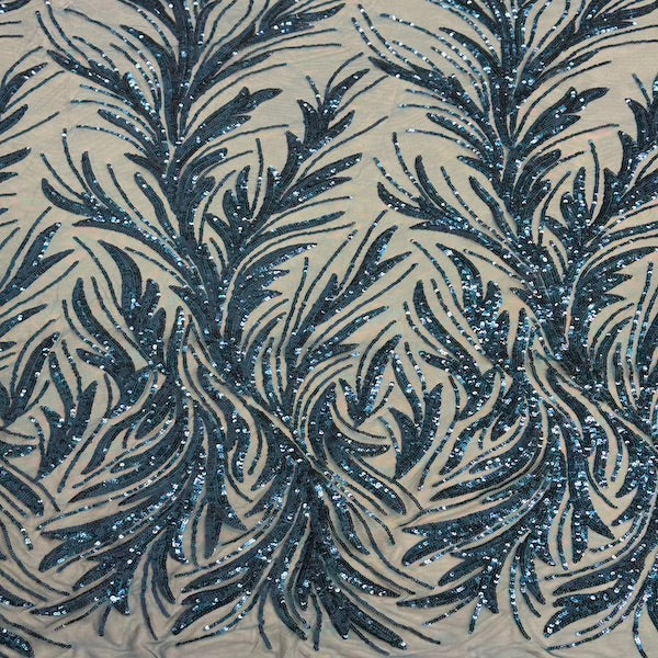 Ariba Floral Leaf Stretch Sequins Fabric - Prismatic Fiber Arts
