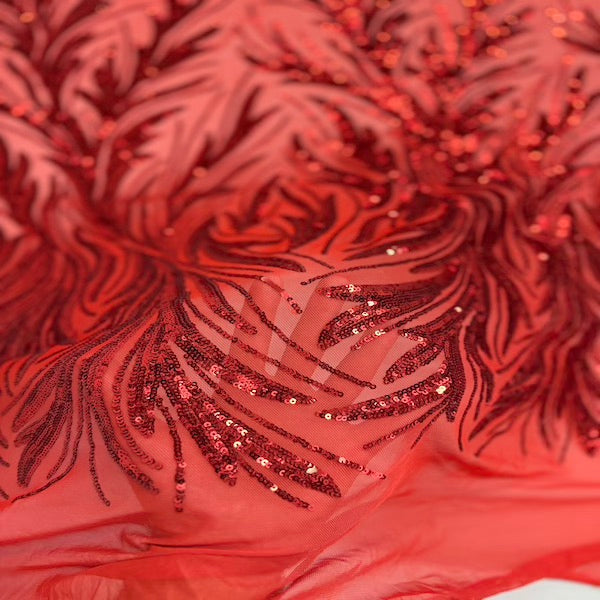 Ariba Floral Leaf Stretch Sequins Fabric - Prismatic Fiber Arts