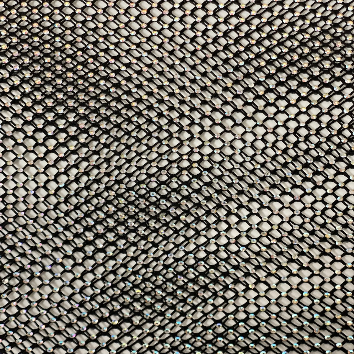 Serene Iridescent Rhinestone Fishnet Lace Fabric - Prismatic Fiber Arts