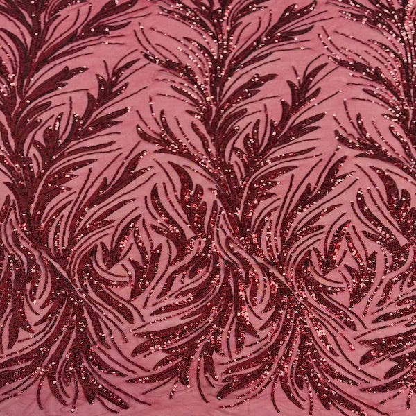 Ariba Floral Leaf Stretch Sequins Fabric - Prismatic Fiber Arts
