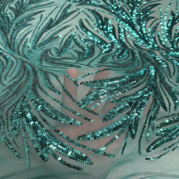 Ariba Floral Leaf Stretch Sequins Fabric - Prismatic Fiber Arts