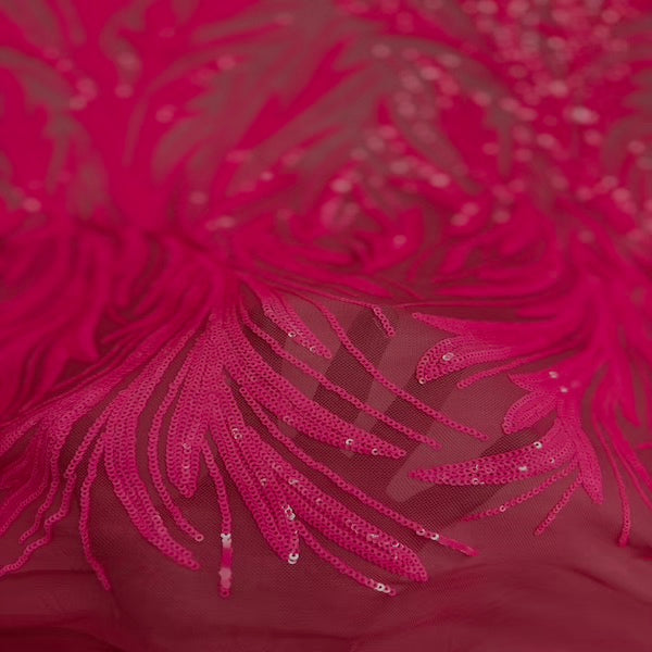 Ariba Floral Leaf Stretch Sequins Fabric - Prismatic Fiber Arts