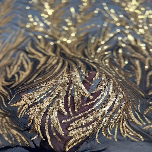 Ariba Floral Leaf Stretch Sequins Fabric - Prismatic Fiber Arts