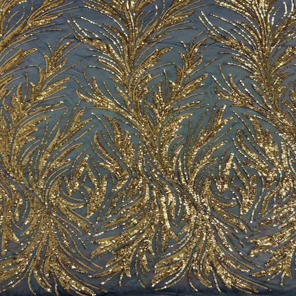 Ariba Floral Leaf Stretch Sequins Fabric - Prismatic Fiber Arts
