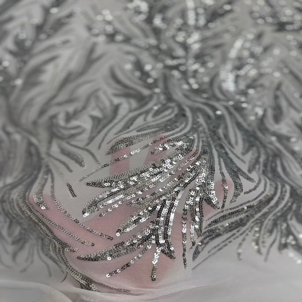 Ariba Floral Leaf Stretch Sequins Fabric - Prismatic Fiber Arts