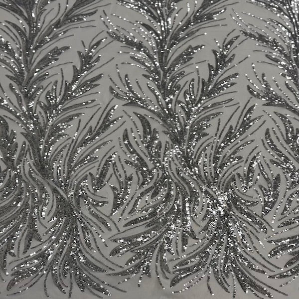 Ariba Floral Leaf Stretch Sequins Fabric - Prismatic Fiber Arts