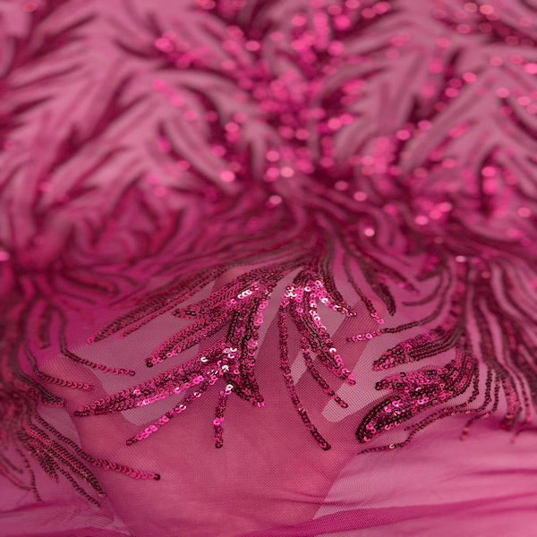 Ariba Floral Leaf Stretch Sequins Fabric - Prismatic Fiber Arts