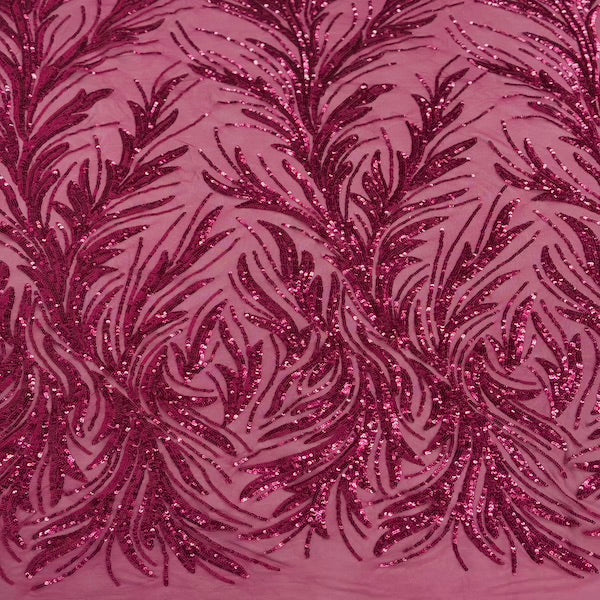 Ariba Floral Leaf Stretch Sequins Fabric - Prismatic Fiber Arts